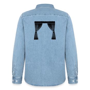 Logo des rideaux - Chemise en denim homme bio Stanley/Stella - bleu clair délavé - Dos - AI Model Male 185 light (185cm)