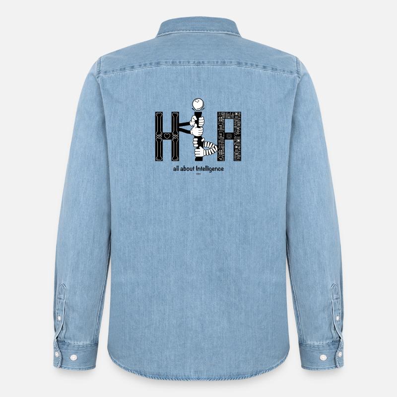 Human vs Artificial Intelligence KI - Männer Jeanshemd Organic von Stanley/Stella - verwaschenes Hellblau