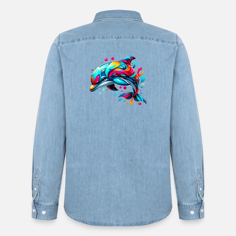 Delfin - Männer Jeanshemd Organic von Stanley/Stella - verwaschenes Hellblau