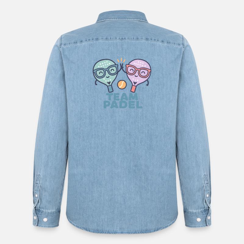 Duell Padel Freundliche Maskottchen Bunt - Männer Jeanshemd Organic von Stanley/Stella - verwaschenes Hellblau