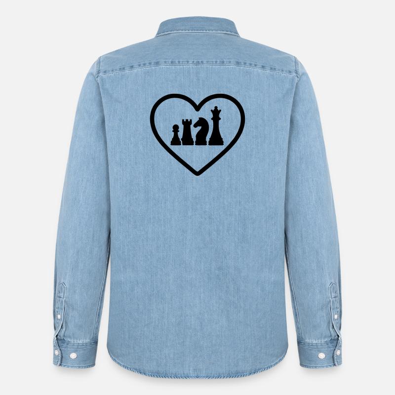 Cuore Scacchi Pezzi - Camicia in denim uomo bio di Stanley/Stella - azzurro chiaro slavato