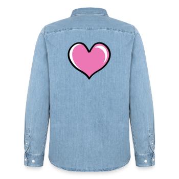 Heart Love - Men’s Organic Denim Shirt by Stanley/Stella - light wash - Back - AI Model Male 185 light (185cm)