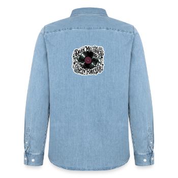 Dunkle Melodien drehen sich ewig - Männer Jeanshemd Organic von Stanley/Stella - verwaschenes Hellblau - Hinten - AI Model Male 185 light (185cm)