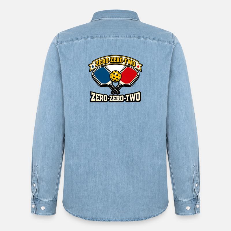 Zero-Zero-Two Paddle Ball Emblem - Men’s Organic Denim Shirt by Stanley/Stella - light wash