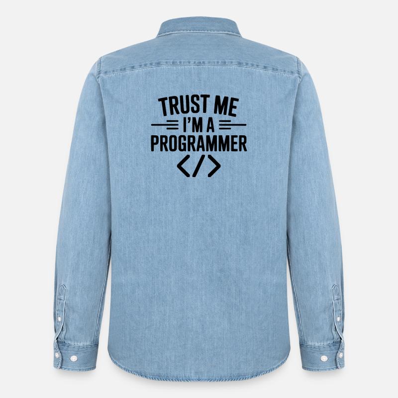 Croyez-moi, je suis programmeur - Chemise en denim homme bio Stanley/Stella - bleu clair délavé
