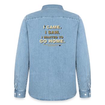 I Came I Saw I Wanted To Go Home - Männer Jeanshemd Organic von Stanley/Stella - verwaschenes Hellblau - Hinten - AI Model Male 185 light (185cm)