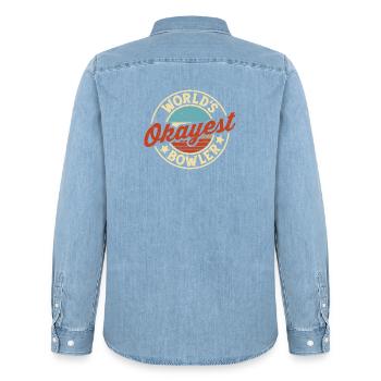 Der beste Bowler der Welt Lustiges Bowling - Männer Jeanshemd Organic von Stanley/Stella - verwaschenes Hellblau - Hinten - AI Model Male 185 light (185cm)