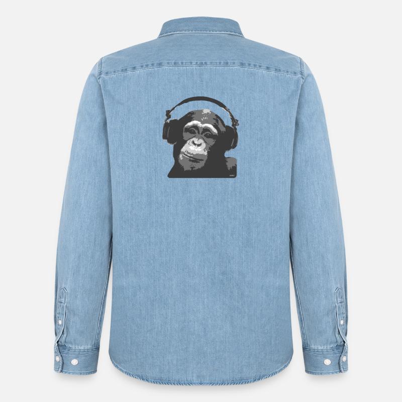 DJ MONKEY  - Männer Jeanshemd Organic von Stanley/Stella - verwaschenes Hellblau