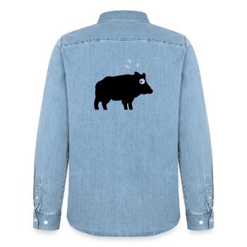Angstschwitzendes Wildschwein - Männer Jeanshemd Organic von Stanley/Stella - verwaschenes Hellblau - Hinten - AI Model Male 185 light (185cm)