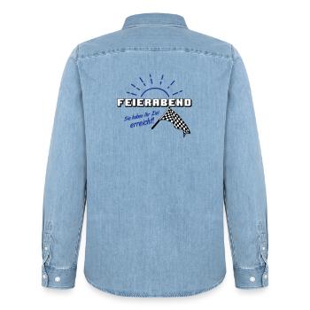 Fun Party Spruch Statement Shirt Feierabend (25) - Männer Jeanshemd Organic von Stanley/Stella - verwaschenes Hellblau - Hinten - AI Model Male 185 light (185cm)