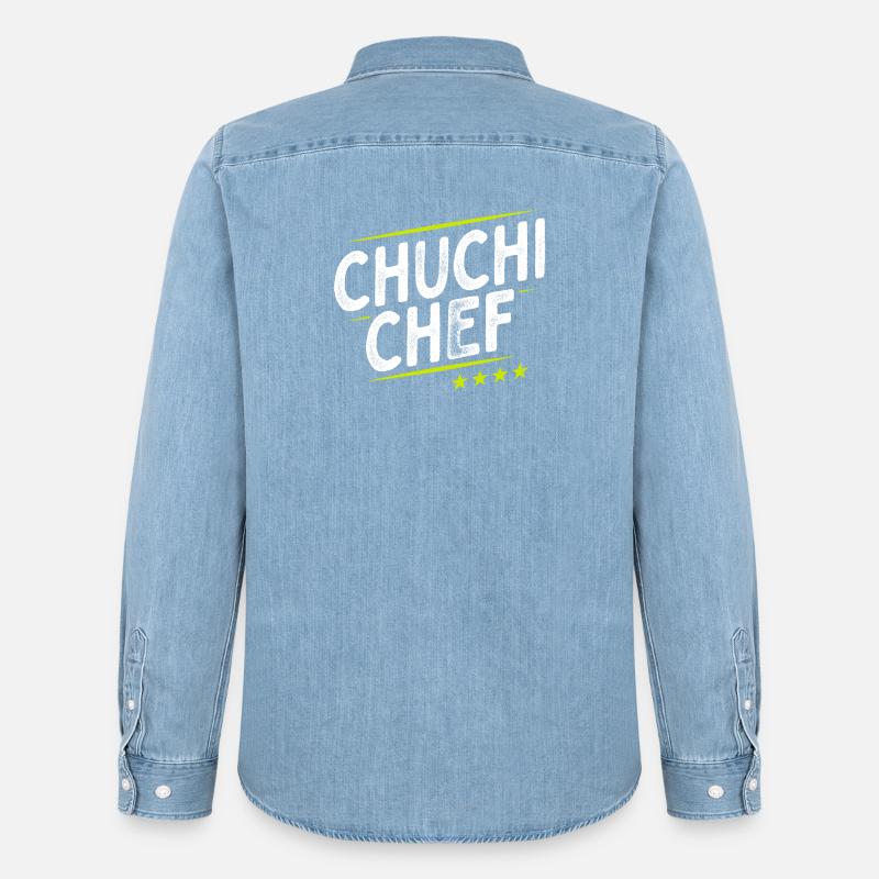 Küchenchef - Chuchi Chef - Schweizerdeutsch - Männer Jeanshemd Organic von Stanley/Stella - verwaschenes Hellblau