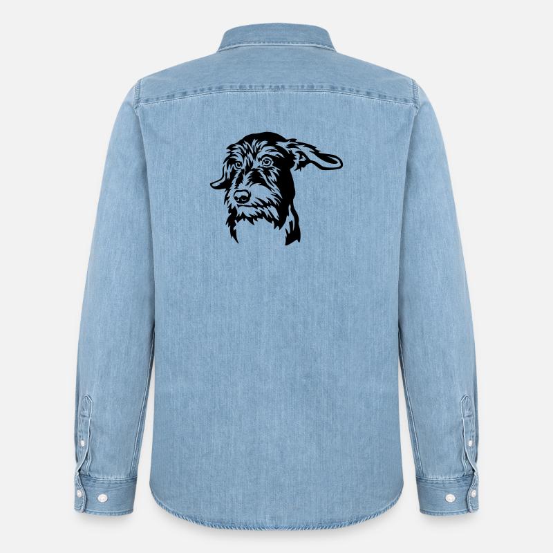 Dackel Kopf - Männer Jeanshemd Organic von Stanley/Stella - verwaschenes Hellblau