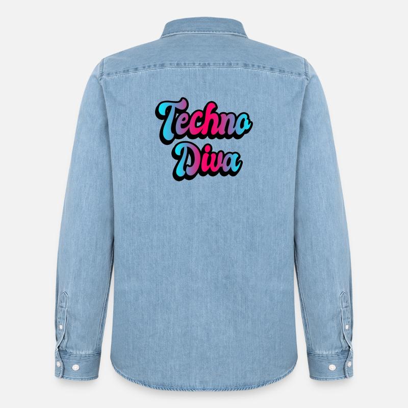 Techno Diva - Männer Jeanshemd Organic von Stanley/Stella - verwaschenes Hellblau