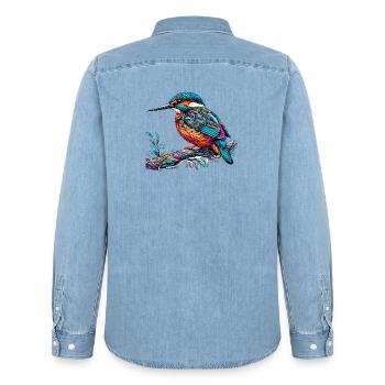 Eisvogel - Männer Jeanshemd Organic von Stanley/Stella - verwaschenes Hellblau - Hinten - AI Model Male 185 light (185cm)