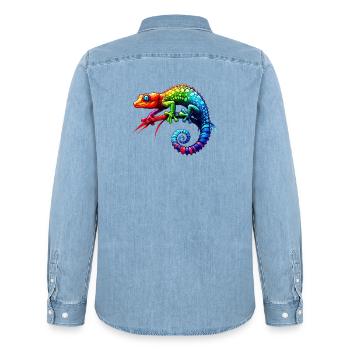 Gecko - Chemise en denim homme bio Stanley/Stella - bleu clair délavé - Dos - AI Model Male 185 light (185cm)
