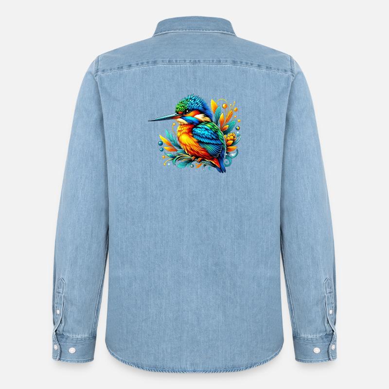 Eisvogel - Männer Jeanshemd Organic von Stanley/Stella - verwaschenes Hellblau