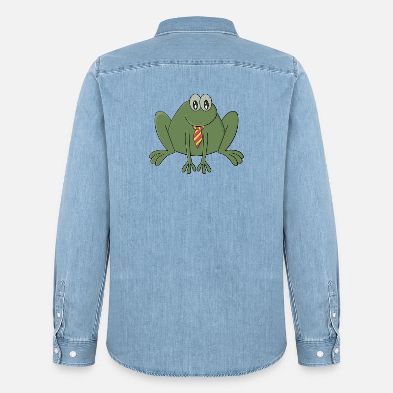 Frosch mit Krawatte - Männer Jeanshemd Organic von Stanley/Stella - verwaschenes Hellblau