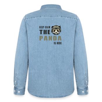 Tactical Panda – Keep Calm - Men’s Organic Denim Shirt by Stanley/Stella - light wash - Back - AI Model Male 185 light (185cm)