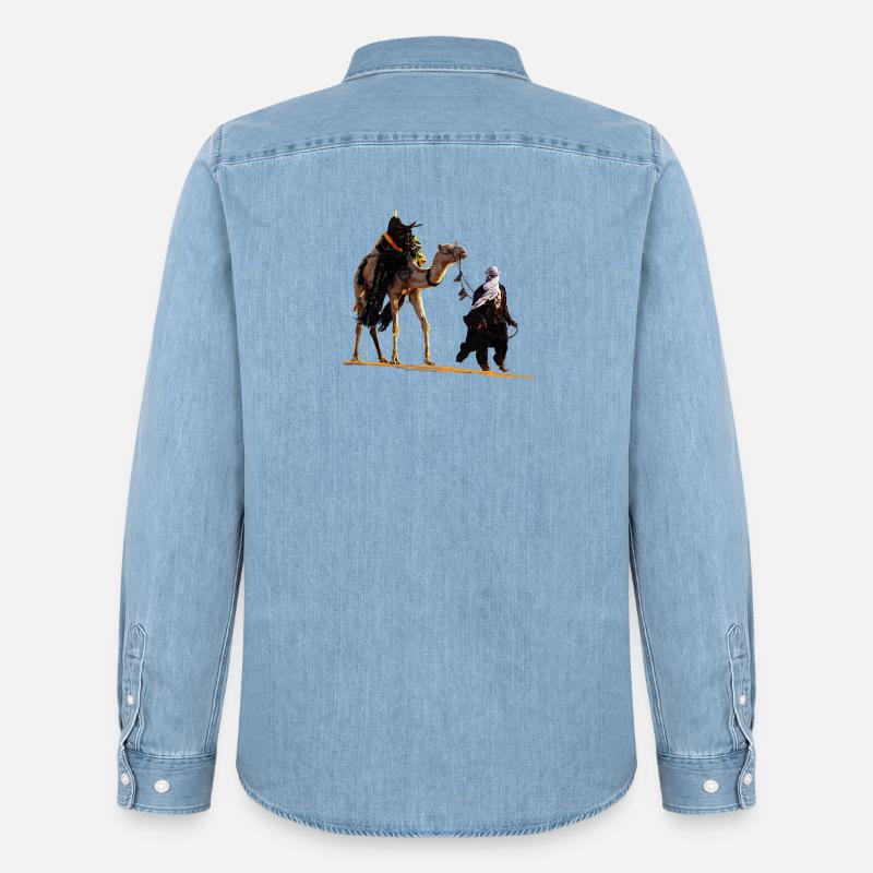 Beduin mit Kamel - Männer Jeanshemd Organic von Stanley/Stella - verwaschenes Hellblau