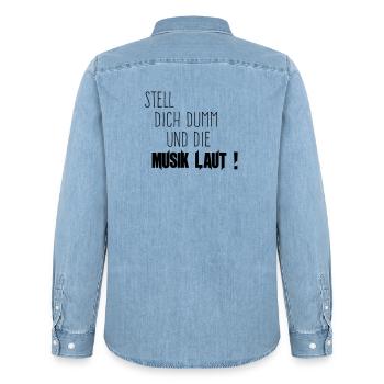 Toi stupide musique forte - Chemise en denim homme bio Stanley/Stella - bleu clair délavé - Dos - AI Model Male 185 light (185cm)