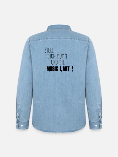 Dich Dumm Musik Laut - Männer Jeanshemd Organic von Stanley/Stella - verwaschenes Hellblau