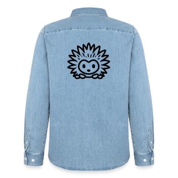 Porcupine - Men’s Organic Denim Shirt by Stanley/Stella - light wash - Back - AI Model Male 185 light (185cm)