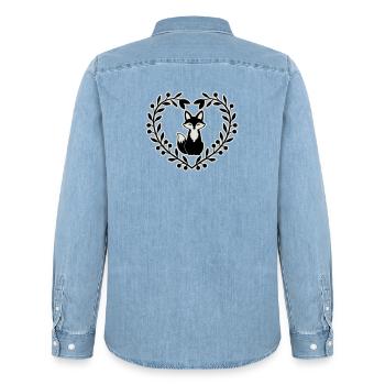Niedlicher Fuchs im Blätterkranz – Handgezeichnete - Männer Jeanshemd Organic von Stanley/Stella - verwaschenes Hellblau - Hinten - AI Model Male 185 light (185cm)