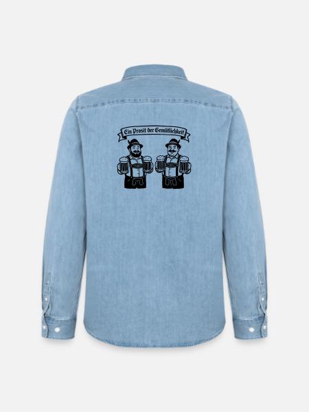 Bier männer - Ein Prosit der Gemütlichkeit - Men’s Organic Denim Shirt by Stanley/Stella - light wash