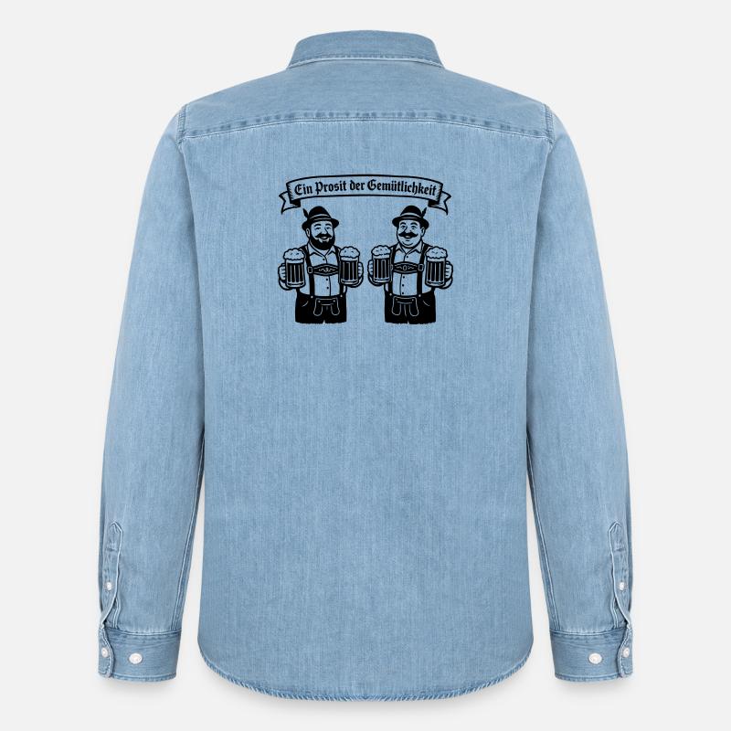 Bier männer - Ein Prosit der Gemütlichkeit - Männer Jeanshemd Organic von Stanley/Stella - verwaschenes Hellblau