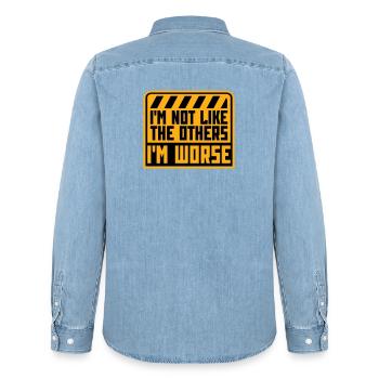 Je ne suis pas comme les autres, je suis pire, sarcasme drôle - Chemise en denim homme bio Stanley/Stella - bleu clair délavé - Dos - AI Model Male 185 light (185cm)