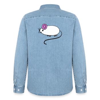 Mouse Rat Rodent Kids Baby - Men’s Organic Denim Shirt by Stanley/Stella - light wash - Back - AI Model Male 185 light (185cm)