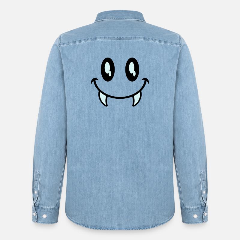 kleines monster smiley - Männer Jeanshemd Organic von Stanley/Stella - verwaschenes Hellblau