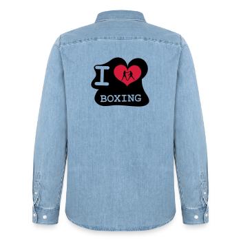 I Love Boxing - Chemise en denim homme bio Stanley/Stella - bleu clair délavé - Dos - AI Model Male 185 light (185cm)