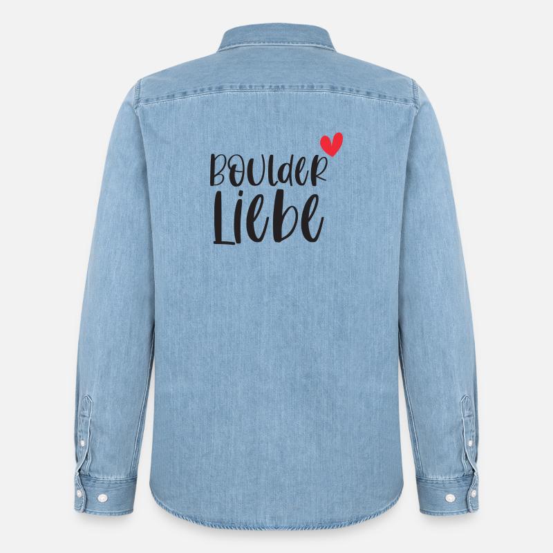 Bouldern Boulderliebe Berge Klettern Geschenk - Männer Jeanshemd Organic von Stanley/Stella - verwaschenes Hellblau