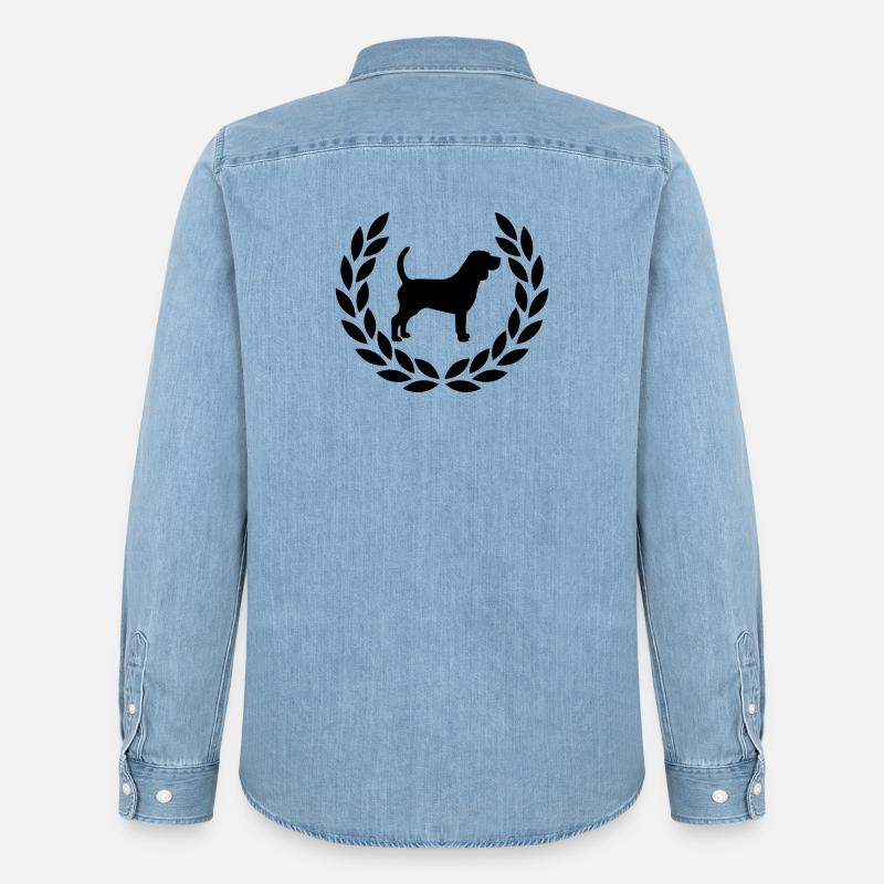 Beagle mit Lorbeerkranz - Männer Jeanshemd Organic von Stanley/Stella - verwaschenes Hellblau