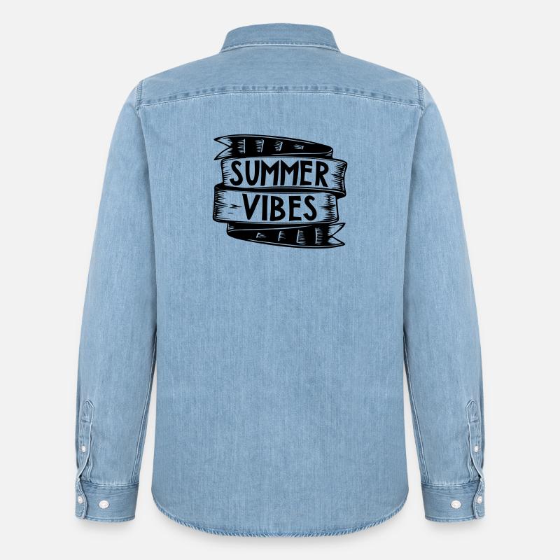 summer vibes | Vector graphic - Männer Jeanshemd Organic von Stanley/Stella - verwaschenes Hellblau