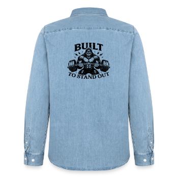 Gym Gorilla conçu pour se démarquer - Chemise en denim homme bio Stanley/Stella - bleu clair délavé - Dos - AI Model Male 185 light (185cm)