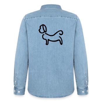 Hund_Silhouette - Men’s Organic Denim Shirt by Stanley/Stella - light wash - Back - AI Model Male 185 light (185cm)