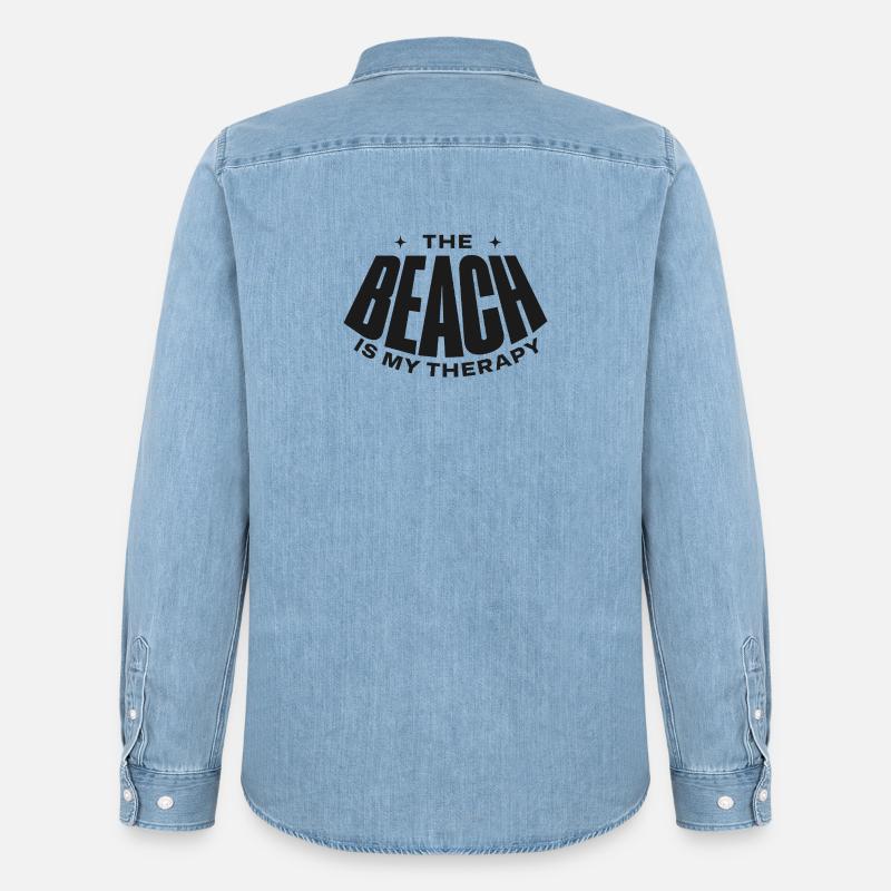 BEACH IS THERAPY - Männer Jeanshemd Organic von Stanley/Stella - verwaschenes Hellblau