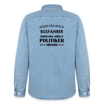 Busfahrer Spruch - Männer Jeanshemd Organic von Stanley/Stella - verwaschenes Hellblau - Hinten - AI Model Male 185 light (185cm)