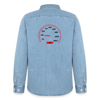 30. Geburtstag - Männer Jeanshemd Organic von Stanley/Stella - verwaschenes Hellblau - Hinten - AI Model Male 185 light (185cm)