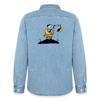 pelleteuse - Chemise en denim homme bio Stanley/Stella - bleu clair délavé - Dos - AI Model Male 185 light (185cm)