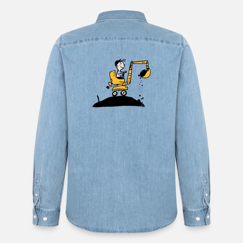 Bagger im Retro Stil - Männer Jeanshemd Organic von Stanley/Stella - verwaschenes Hellblau