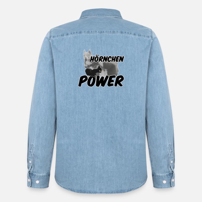 Hörnchenpower Eichhörnchen Tiere Spruch - Männer Jeanshemd Organic von Stanley/Stella - verwaschenes Hellblau
