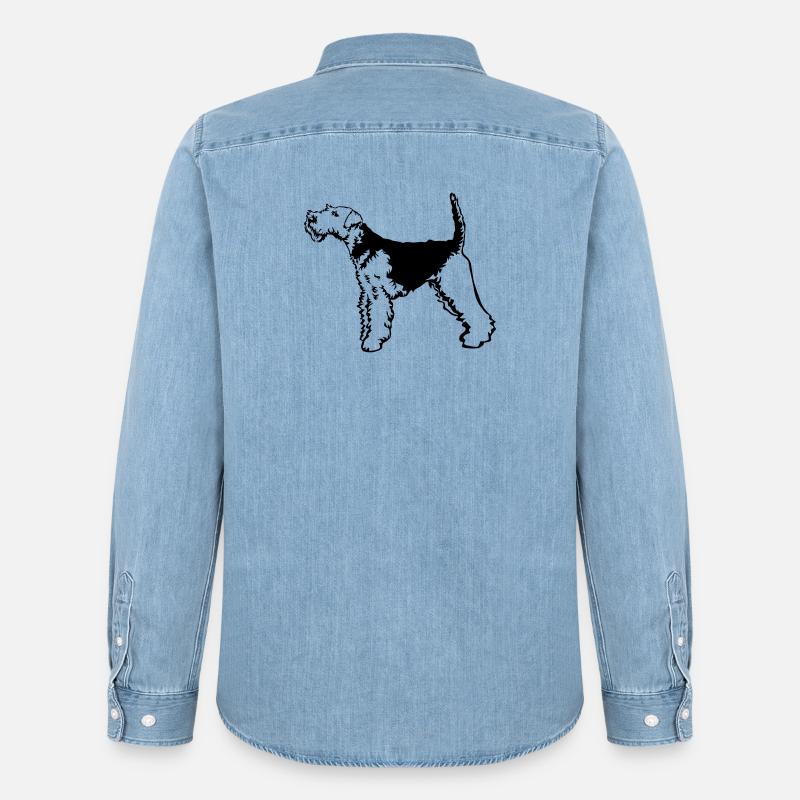 Welsh Terrier - Männer Jeanshemd Organic von Stanley/Stella - verwaschenes Hellblau