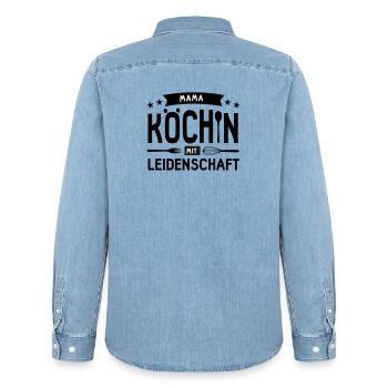 köchin mama kochen küche beste mutter mom lecker  - Männer Jeanshemd Organic von Stanley/Stella - verwaschenes Hellblau - Hinten - AI Model Male 185 light (185cm)