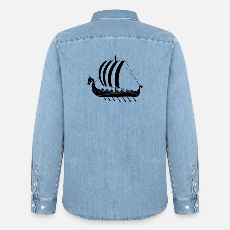 Wikinger-Drachenschiff dragar - Männer Jeanshemd Organic von Stanley/Stella - verwaschenes Hellblau