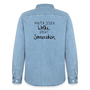 Hinter jeder Wolke steckt Sonnenschein - Männer Jeanshemd Organic von Stanley/Stella - verwaschenes Hellblau - Hinten - AI Model Male 185 light (185cm)