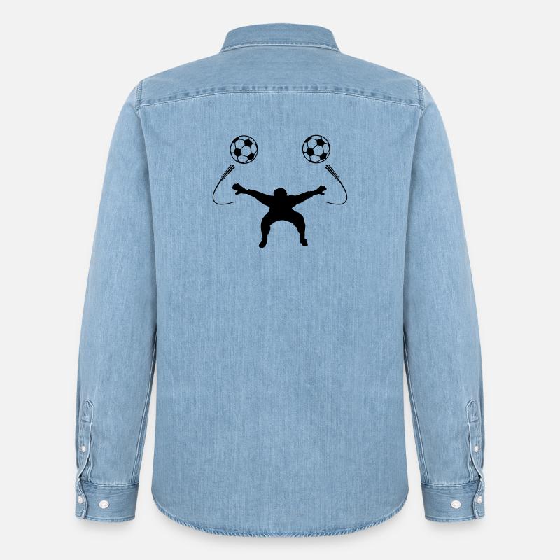 Torwart oder Torwartschattenfigur - Männer Jeanshemd Organic von Stanley/Stella - verwaschenes Hellblau