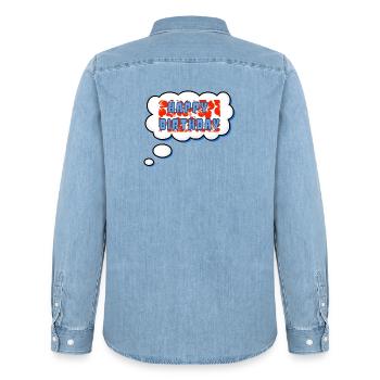 ALLES GUTE ZUM GEBURTSTAG. ALLES GUTE ZUM GEBURTSTAG. JAHRESTAG. - Männer Jeanshemd Organic von Stanley/Stella - verwaschenes Hellblau - Hinten - AI Model Male 185 light (185cm)